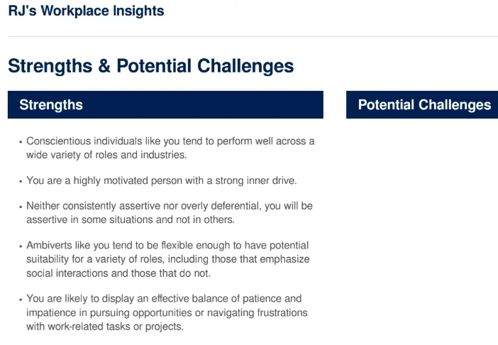 RJ Lindelof Strengths RJ Lindelof Strengths